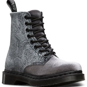 Dr Doc Martens 1460 8 Hole Velvet Embossed Gray Boots